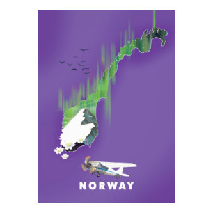 Foto poster de impressão ilustrado do mapa da Noruega.