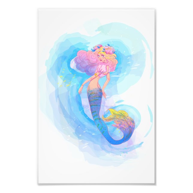 Foto Poster de Mermaid de Aquarela (Frente)