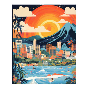 Foto Poster de praia Honolulu Cores Brilhantes AI Gerad