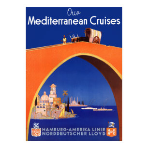Foto Poster de viagens de cruzeiros mediterrânicos Vint