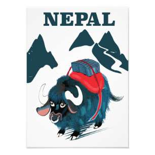 Foto Poster de viagens de estilo de vintage no Nepal Ya