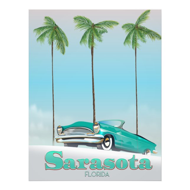 Foto Poster de viagens de estilo Sarasota Florida Vinta (Frente)