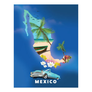 Foto poster de viagens de Ilustração de Mapa do Méxi