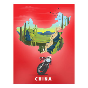 Foto Poster de viagens de mapa ilustrado da China