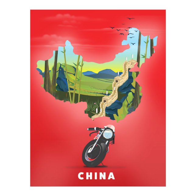 Foto Poster de viagens de mapa ilustrado da China (Frente)