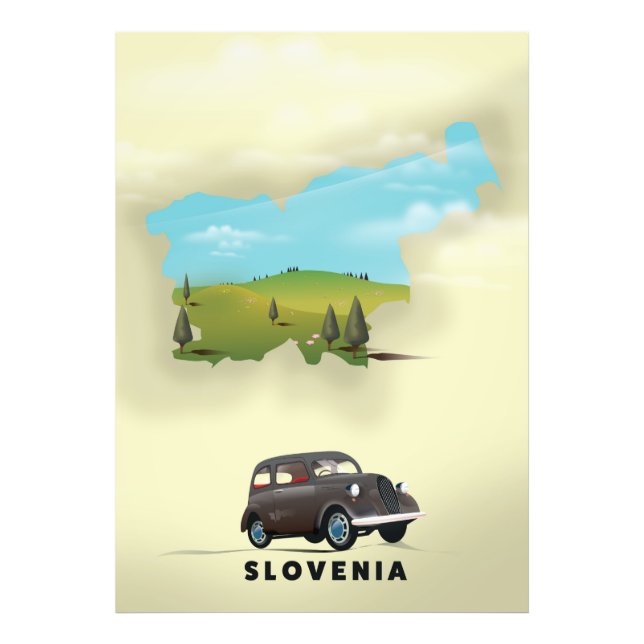 Foto Poster de viagens de mapa ilustrado da Eslovênia (Frente)