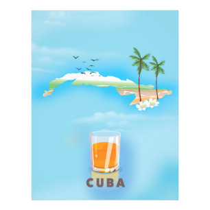 Foto poster de viagens de mapa ilustrado de Cuba