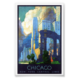 Foto Poster de viagens de Trem Vintage Chicago Illinois