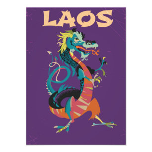 Foto Poster de viagens do estilo de colheita Laos Drago