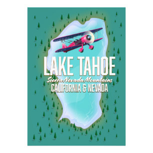 Foto Poster de viagens do mapa do Lago Tahoe