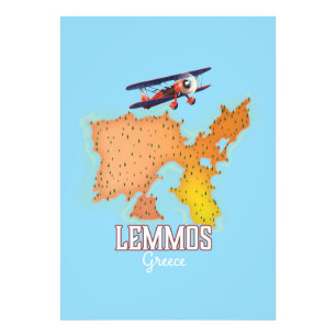 Foto poster de viagens Ilustrado do Mapa Grego de Lemmo