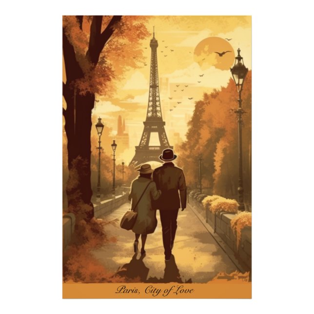 Foto Poster de viagens, Romance em Paris personalizável (Frente)