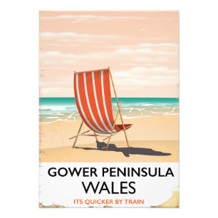Foto poster de viagens vintage da Península de Gower