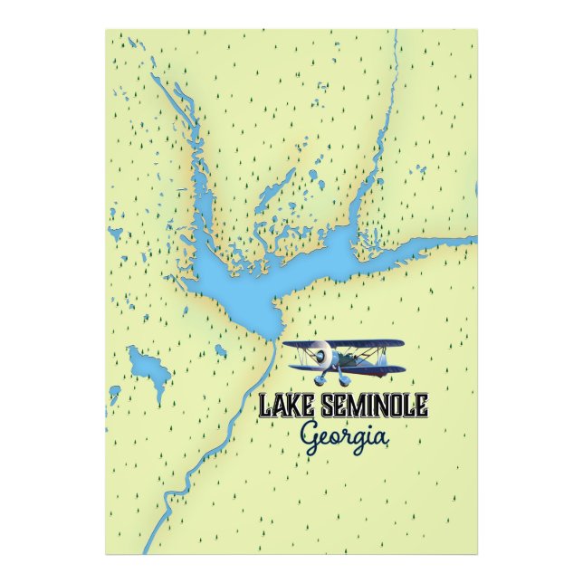 Foto Poster do Mapa do Lago Seminole Georgia (Frente)