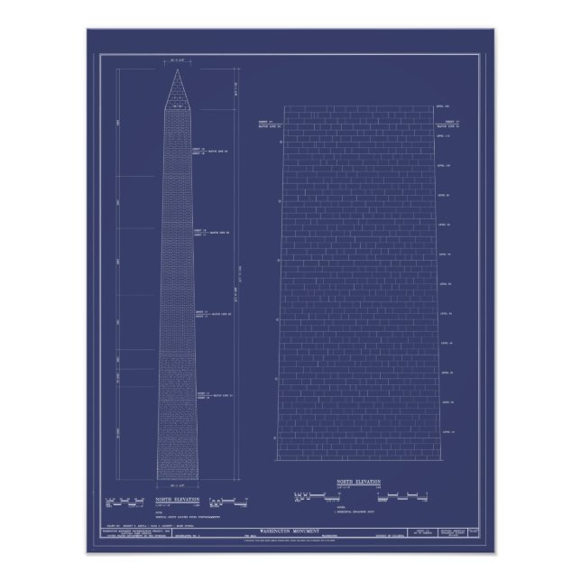 Foto Poster do Vintage Washington Monument Blueprint (Frente)