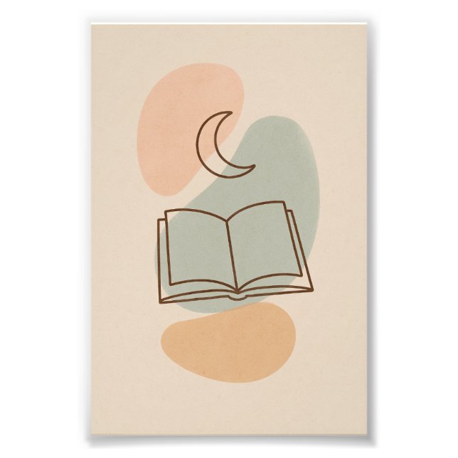 Foto Poster Minimalista de Lua e Livro (Frente)