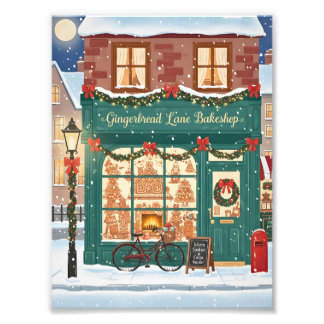 Foto Pôsteres de Ilustração da Padaria Gingerbread Lane