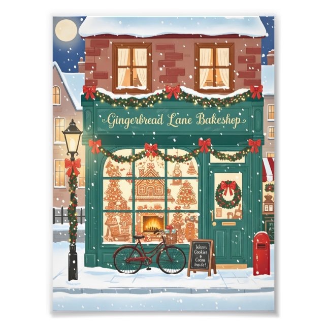 Foto Pôsteres de Ilustração da Padaria Gingerbread Lane (Frente)