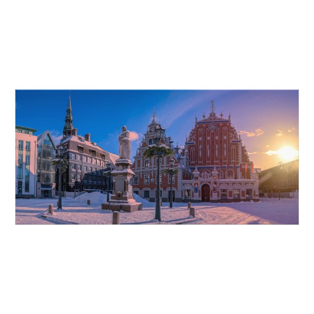 Foto Praça da Prefeitura de Riga no inverno (Frente)