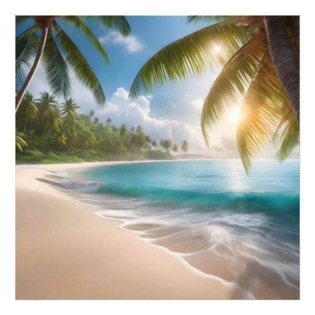 Foto Praia tropical com palmeiras (Frente)