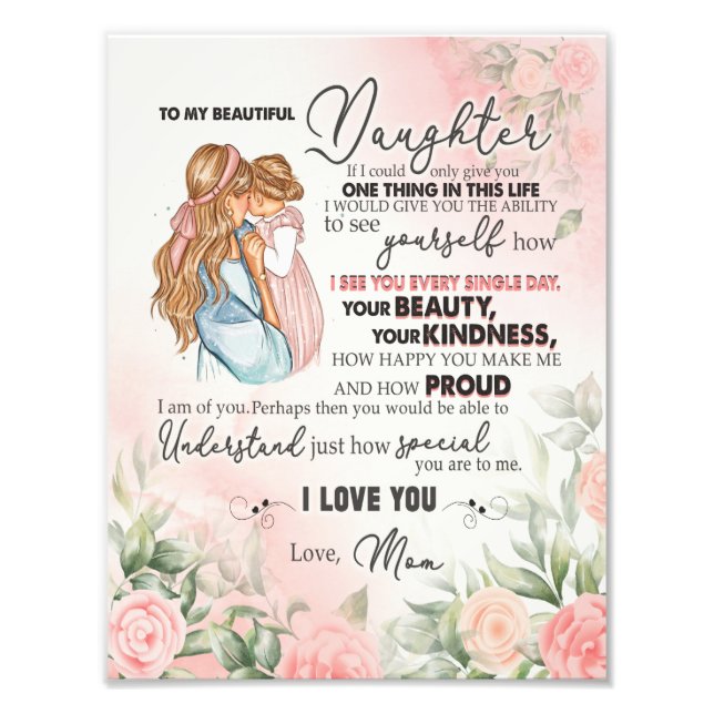 Foto Presente de Filha | Carta À Minha Filha Da Mãe (Frente)