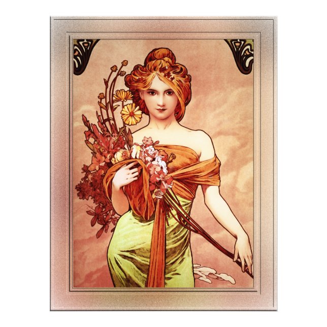 Foto Primavera A Beleza do Ouro por Alphonse Mucha (Frente)