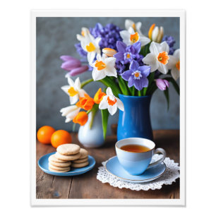Foto Primavera Buquê de Daffodils Hyacinths Teacup