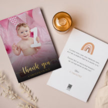 Foto Primeiro Aniversário Cartões de agradecimento