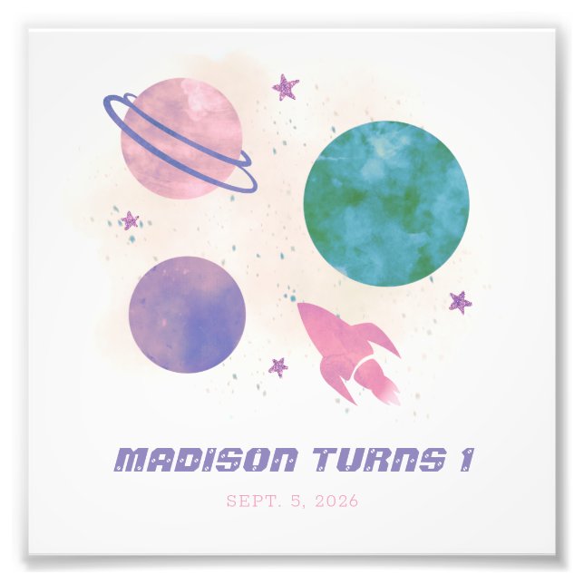 Foto Primeiro aniversario de Garota Planeta de Aquarela (Frente)