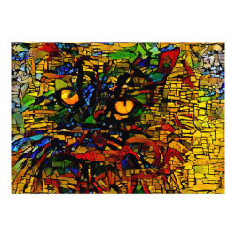 Foto Prin de arte colorida de gatos do mosaico