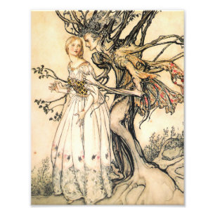 Foto Princesa do conto de fadas e duende da árvore