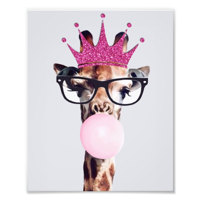 Foto Princesa Giraffe a soprar pastilha elástica rosa (Frente)