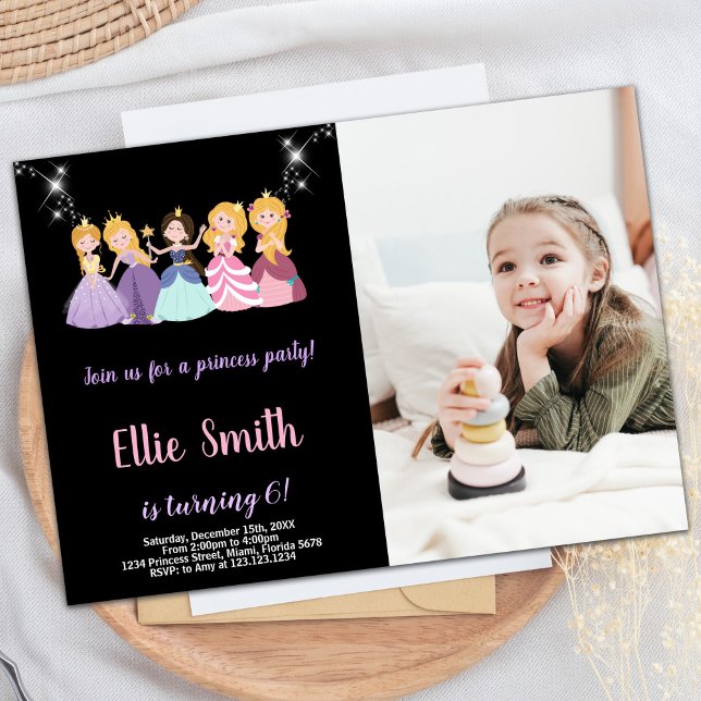 Foto: Princesa Negra Roxa Convites de Aniversário (Photo Purple Black Princess Birthday Invitations
)