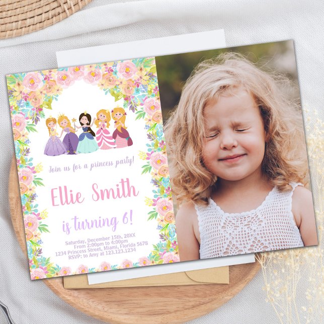 Foto: Princesas Pretas Roxas Convites de Aniversár (Photo Purple Black Princesses Birthday Invitations)