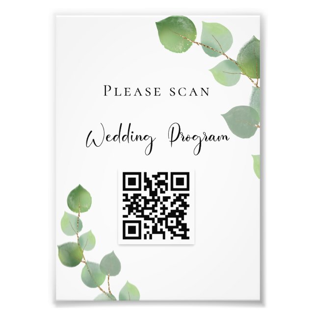 Foto Programa de casamento Código QR eucalyptus greener (Frente)