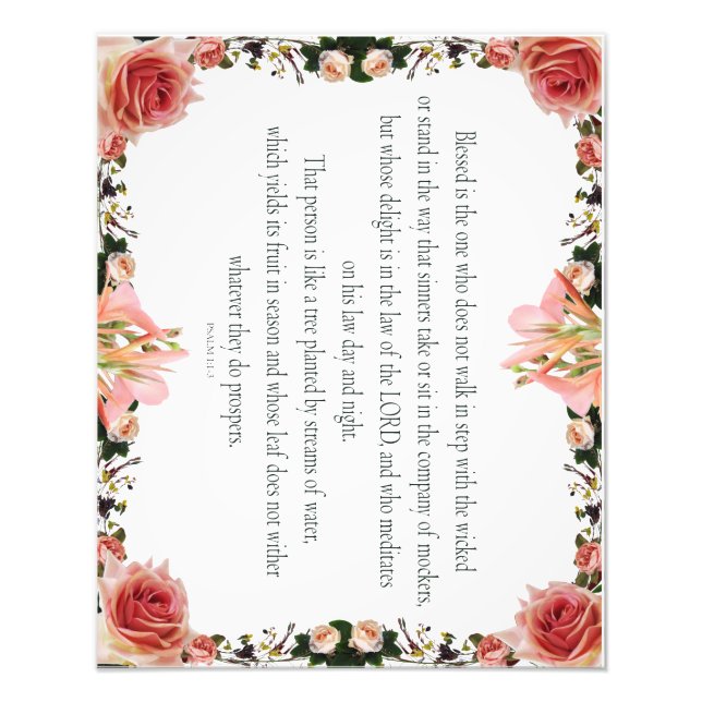 Foto PSALM 1:1-3 Design botânico, (Frente)