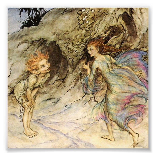 Foto “Puck e uma Fada” Aquarela de Arthur Rackham (Frente)