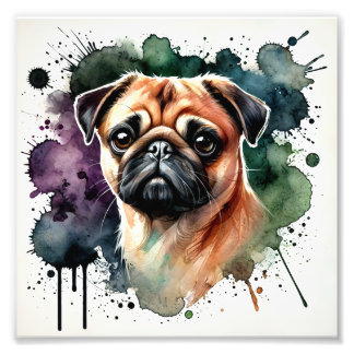 Foto Pug Watercolor Art Adorável
