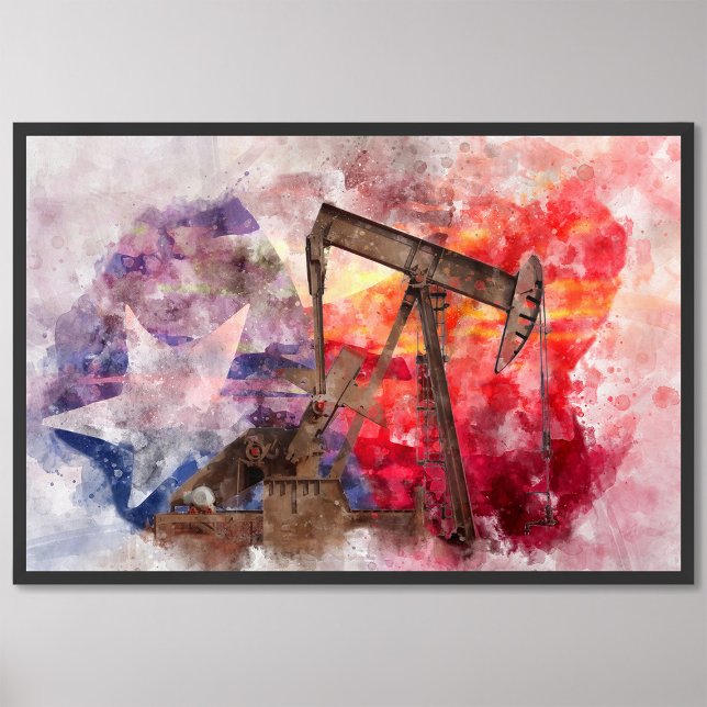 Foto Pumpjack ícone Texan aquarela com Sinalizador Texa (Criador carregado)