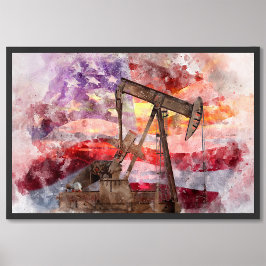 Foto Pumpjack silhoucolor com bandeira americana