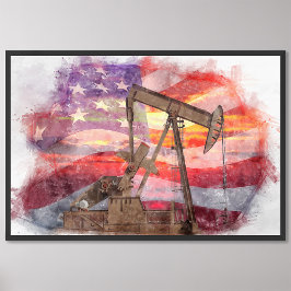 Foto Pumpjack silhueta pastel desenho americano Bandeir