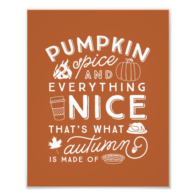 Foto Pumpkin Spice Typografia Autumn Impressão (Frente)