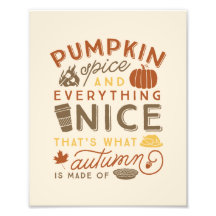 Pumpkin Spice Typografia Fall Autumn Art Impressão