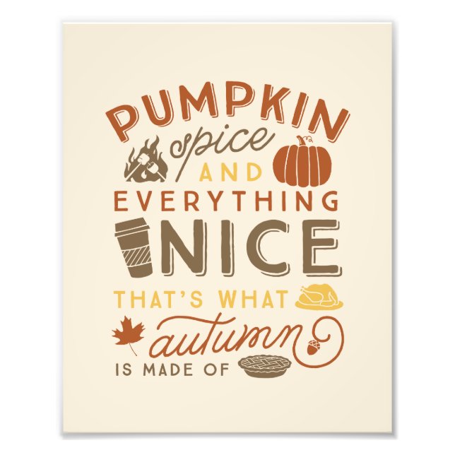 Foto Pumpkin Spice Typografia Fall Autumn Art Impressão (Frente)