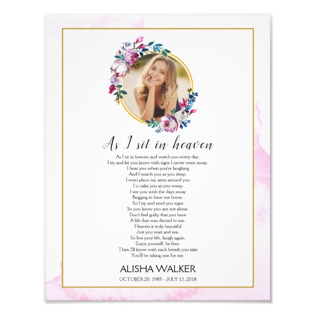 Foto Purple A I sit in Heaven Memorial Sign (Frente)