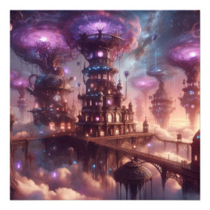 Foto Purple Fantasy Steampunk Cidade