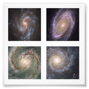 Foto quadrada de quatro 2 galáxias espirais da