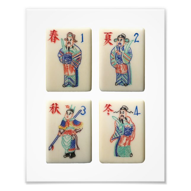 Foto Quatro azulejos Mah-Jong (Frente)