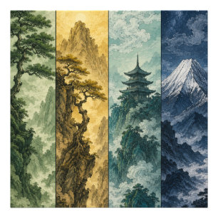 Foto Quatro Estações Montanha   Paisagem de Tinta Japon