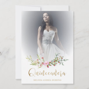 Foto Quinceañera Español Guirnalda Floral Rosa